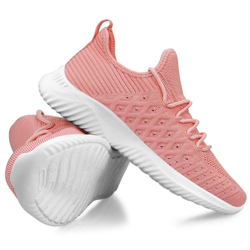 Feethit Womens Slip On Walking Shoes Non Slip Running Shoes Breathable Workout Shoes Lightweight Gym Sneakers Pink Size 7.5 - Image 5